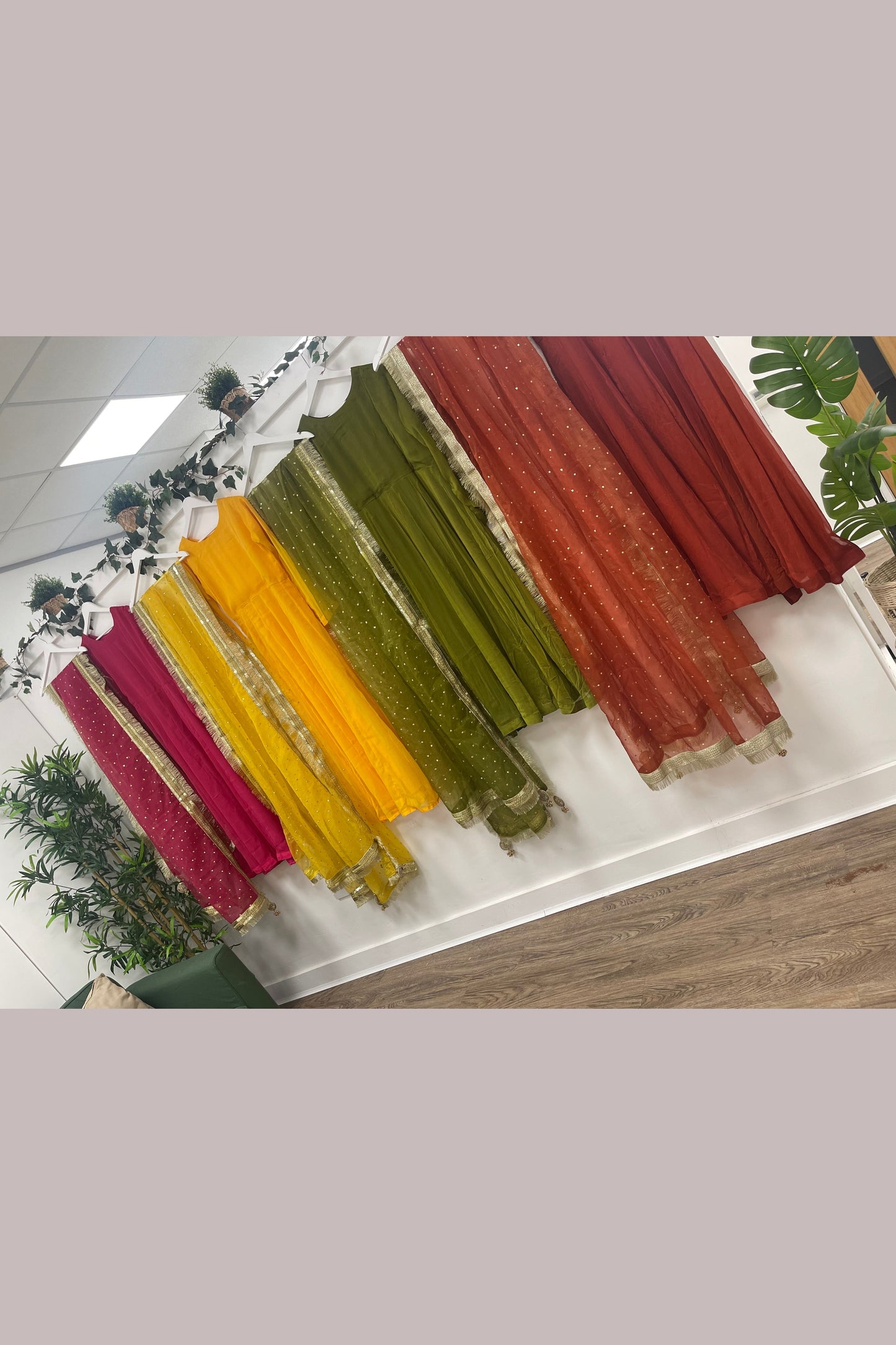 Chulbul - Mehndi Dress - Pink - Yellow- Green - Orange - Anarkali