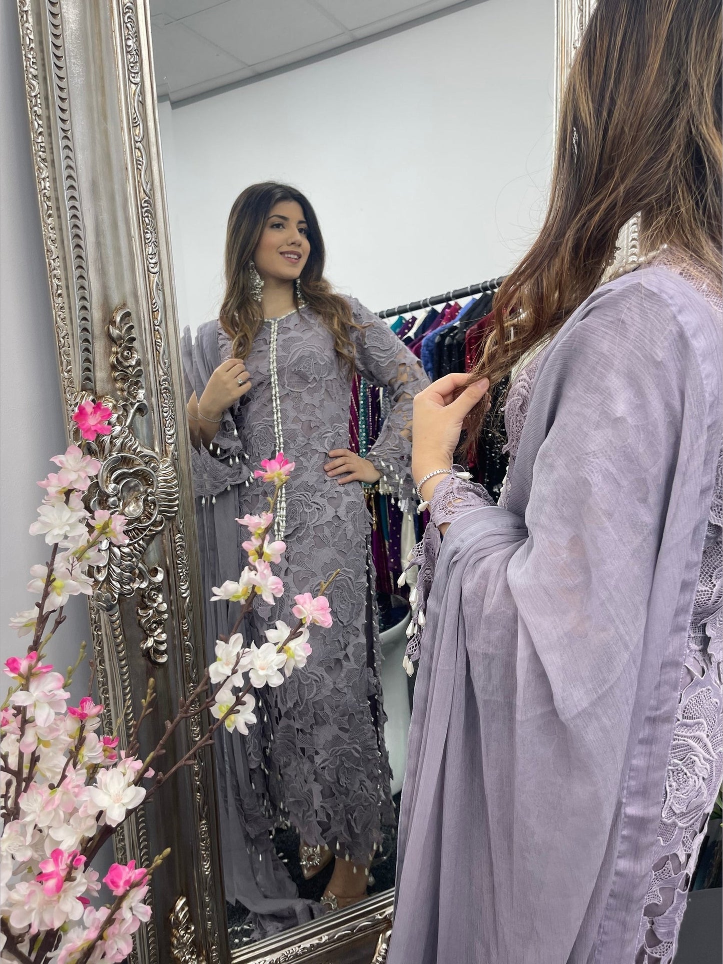 (Preorder 4 weeks) Lilac Cut - Lacy Crochet- - Dia -Diya - - Lavender Purple -