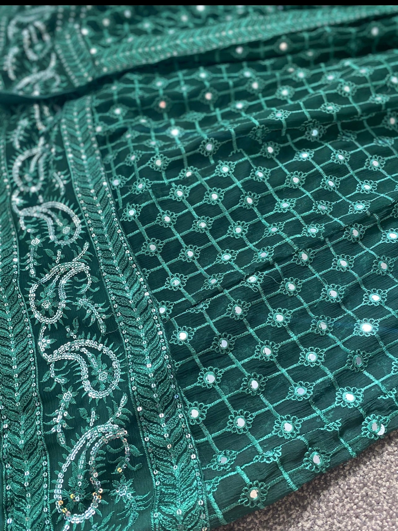 Green Chikankaari Maxi - Long Dress