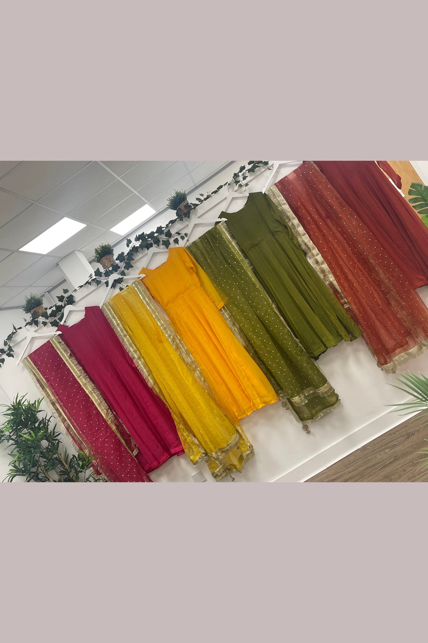 Chulbul - Mehndi Dress - Pink - Yellow- Green - Orange - Anarkali