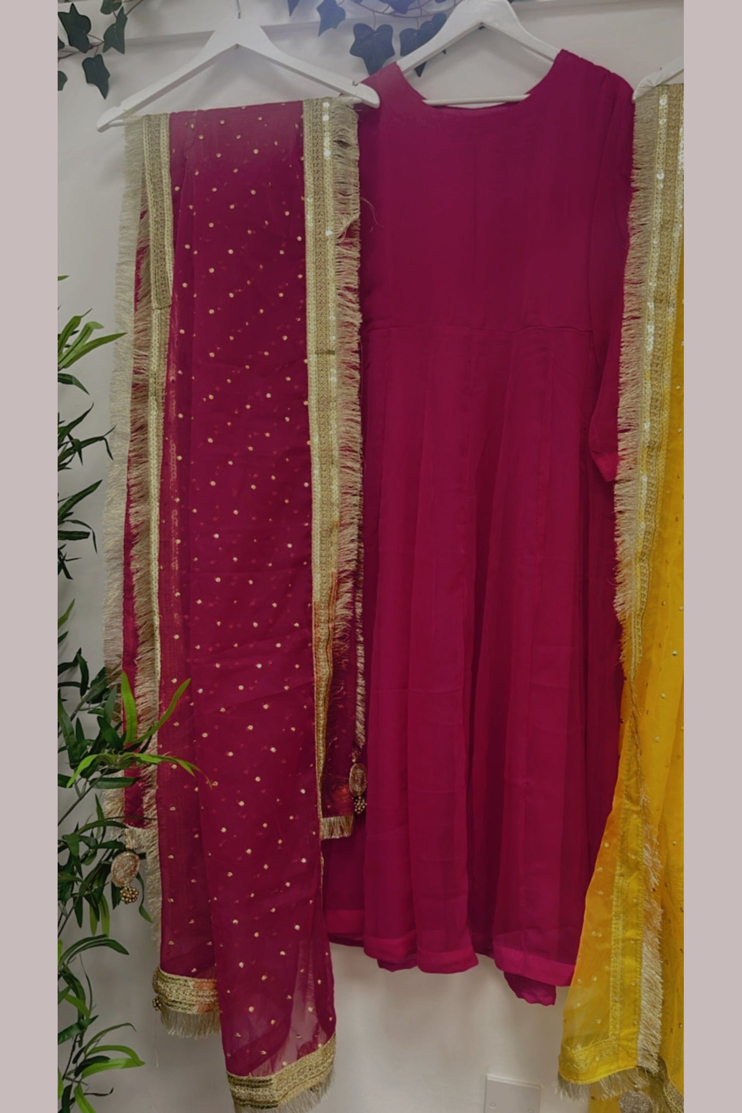 Chulbul - Mehndi Dress - Pink - Yellow- Green - Orange - Anarkali