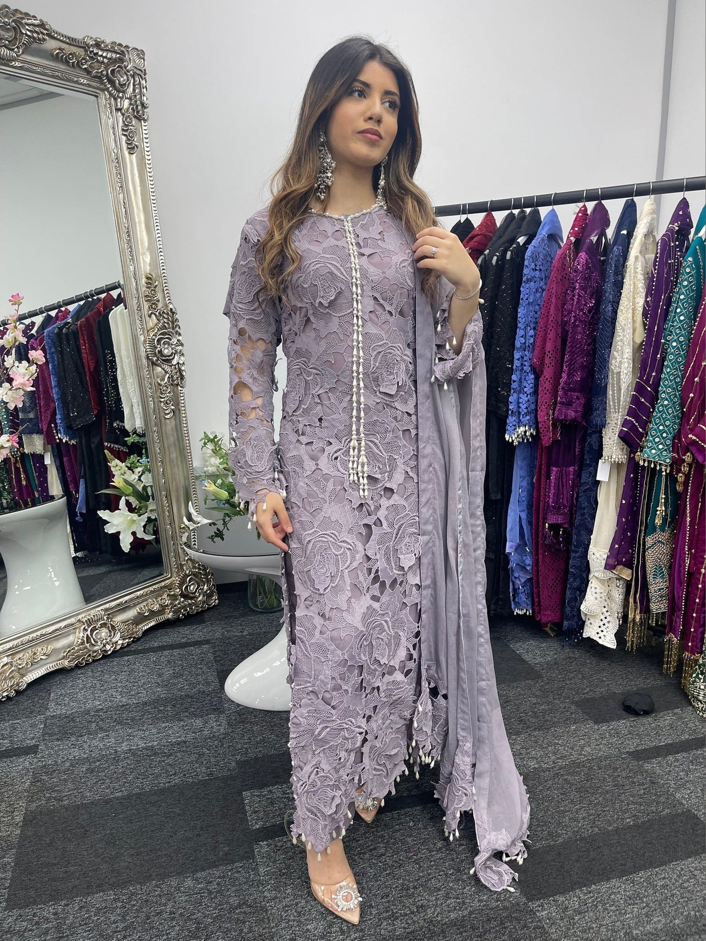 (Preorder 4 weeks) Lilac Cut - Lacy Crochet- - Dia -Diya - - Lavender Purple -