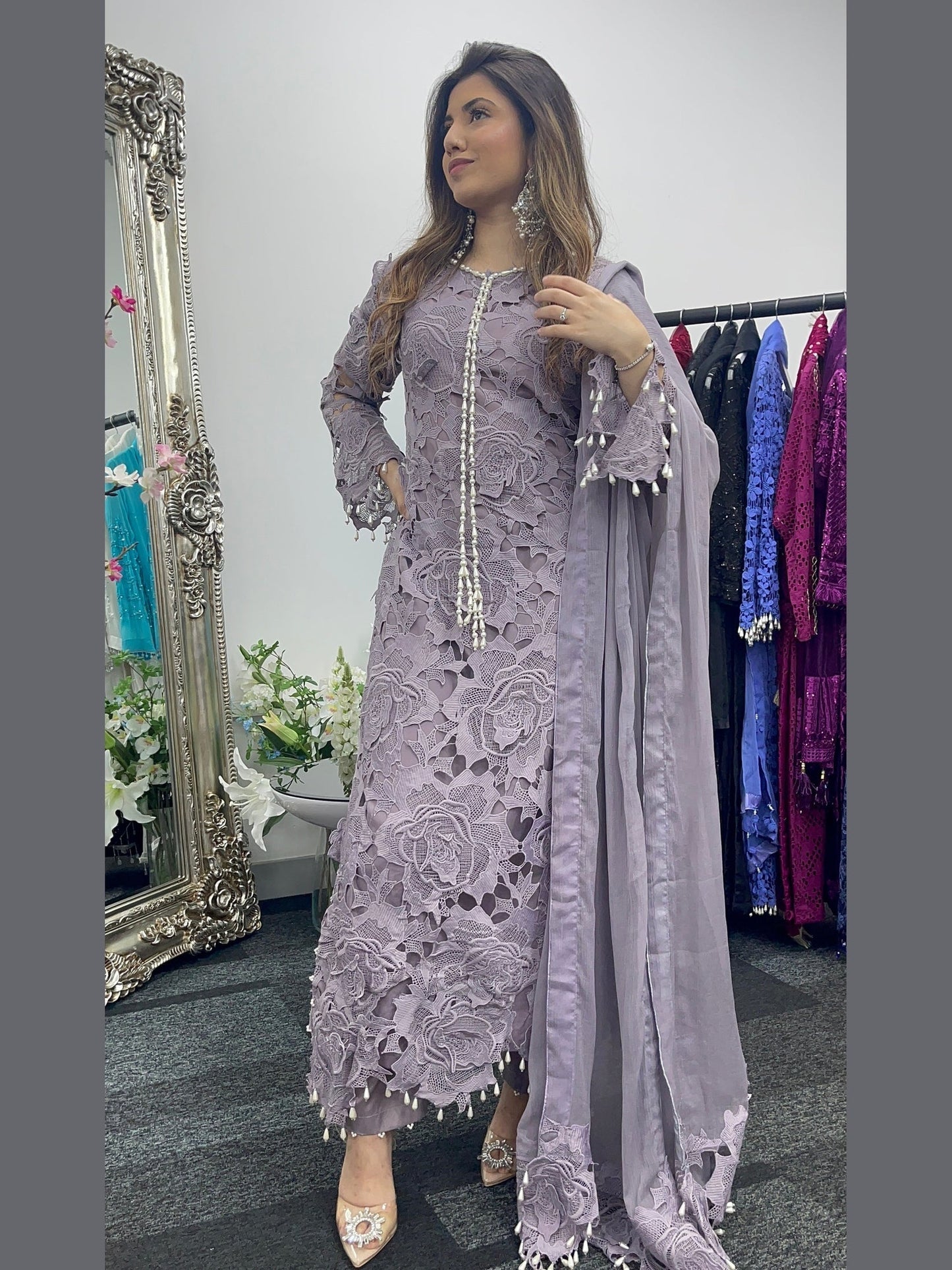 (Preorder 4 weeks) Lilac Cut - Lacy Crochet- - Dia -Diya - - Lavender Purple -